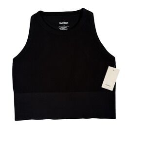 Halfdays Sunn Seamless Tank Womens XL Black Compressive Technical Rib New